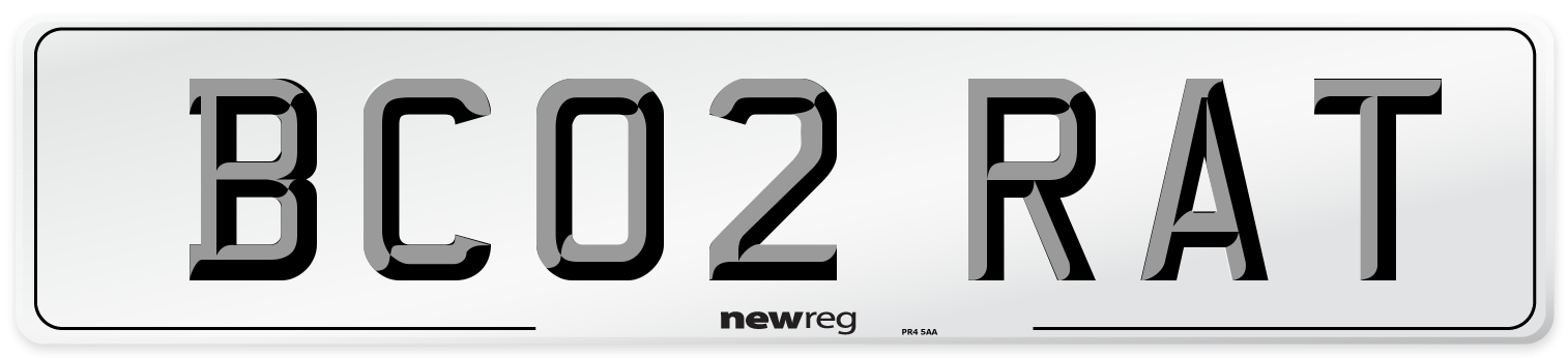 BC02 RAT Number Plate from New Reg